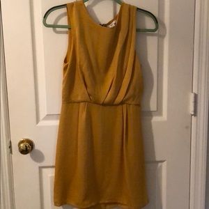 Gold Mini Dress with Black Zipper
